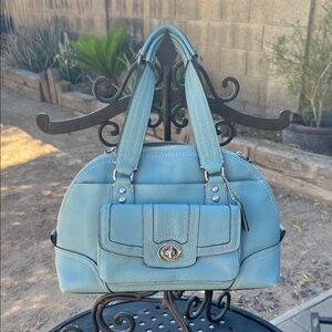 Coach Light Blue Pebbled Leather Satchel